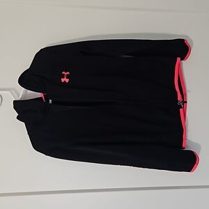 Under Armour girls full zip hoodie, size 6x. Black/pink.